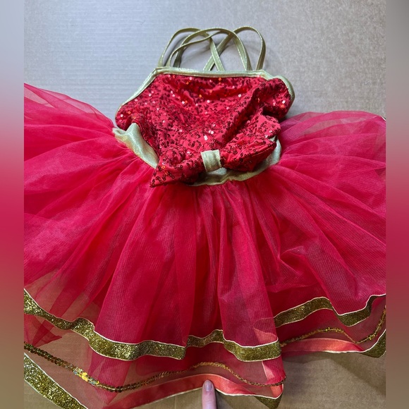 Weissman Gold Metallic Ribbon and Sequin Tutu Dress Size Child Small Red - Picture 7 of 9